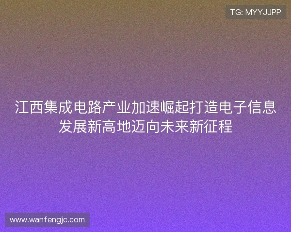 江西集成电路产业加速崛起打造电子信息发展新高地迈向未来新征程